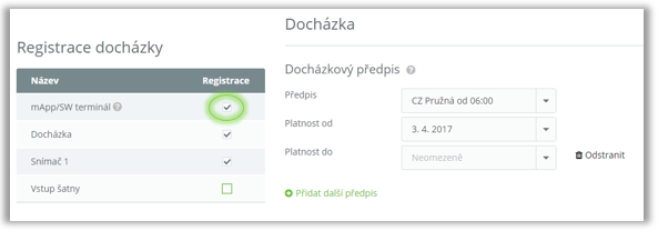 Obr. 42: Parametr mApp/SW terminál v nastavení osoby